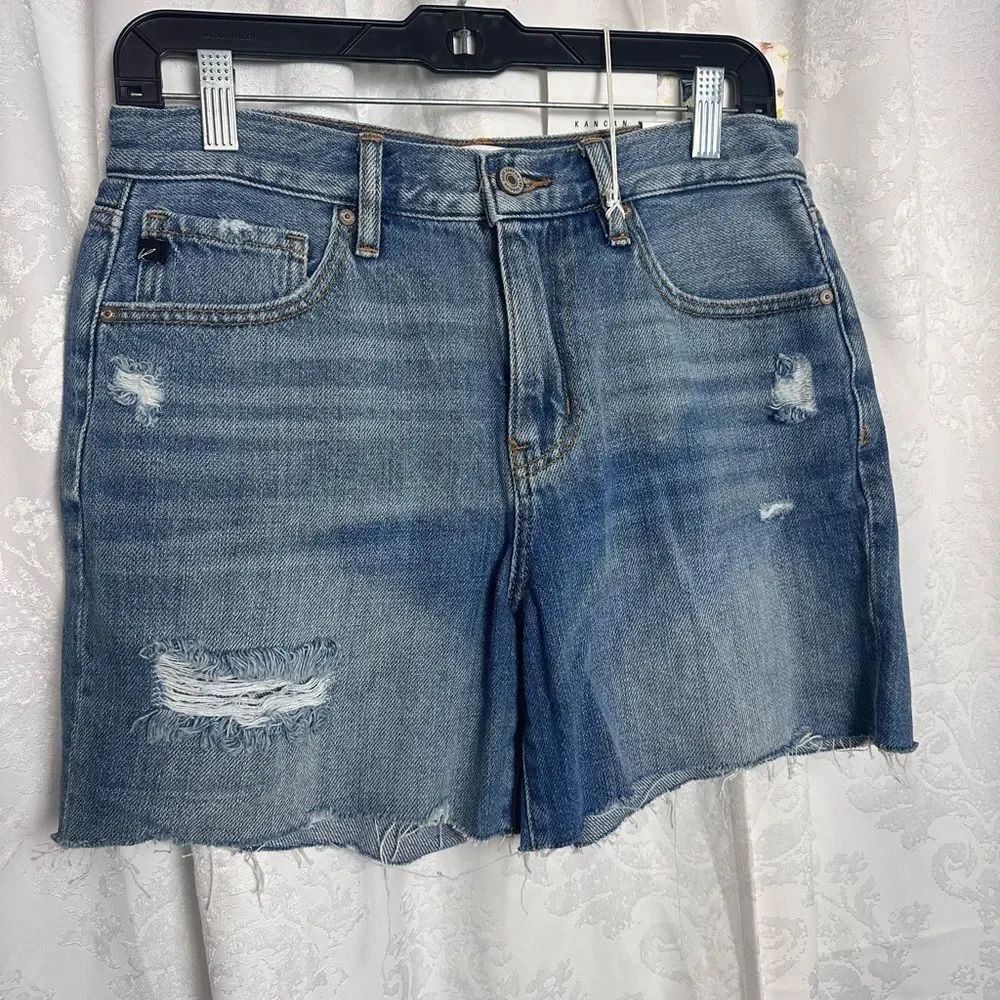 Kancan‎ Denim Blue Distressed Women's Shorts